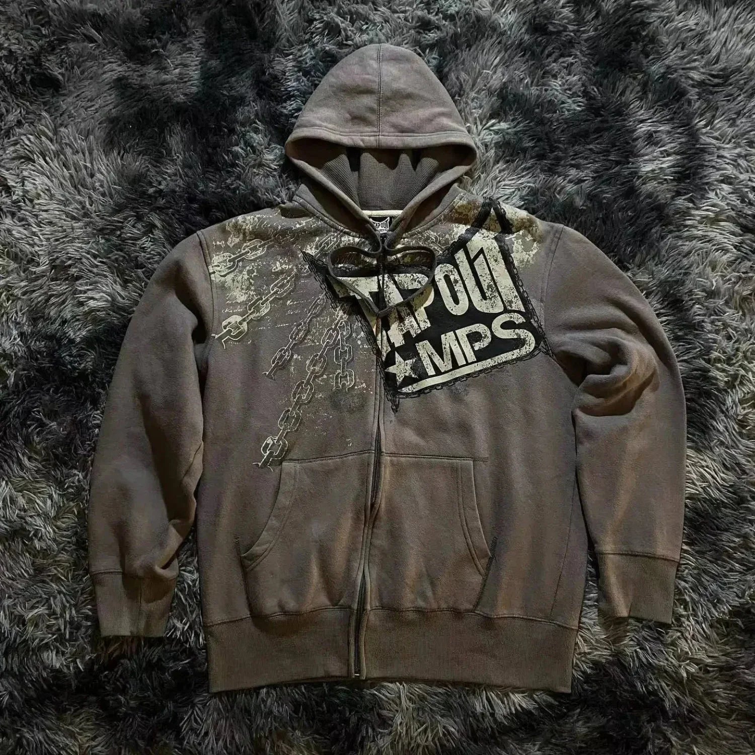 Dark Eyes Print Athletic Hoodie black7 / S