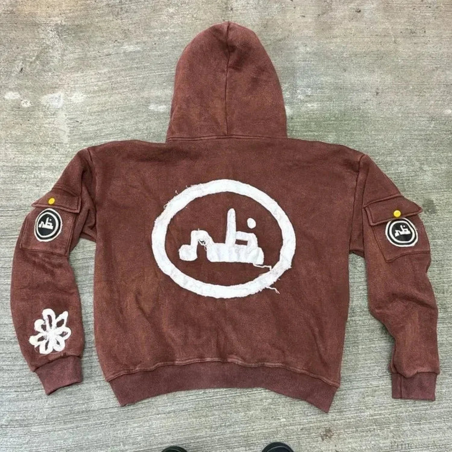 Dark Flash Diamond Patch Hoodie brown / M