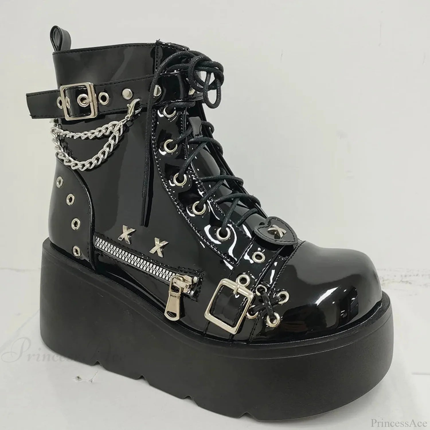 Dark FOX Platform Gothic Fight Boot black patent B / 5