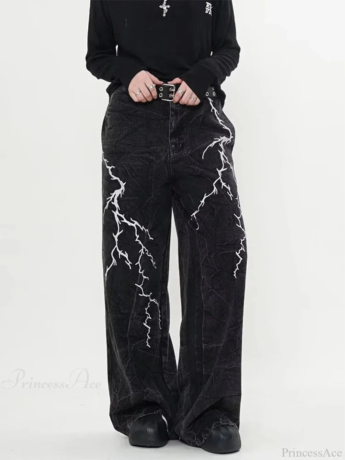 Dark Gothic Loose Harajuku Denim Trouser Black / S