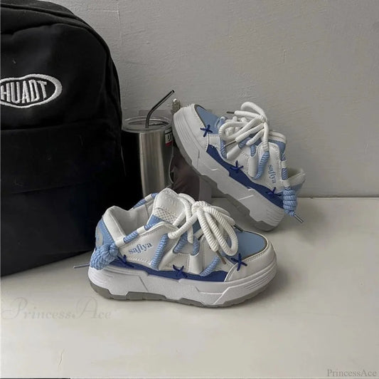 Dark Grey Gothic Bulky Sneaker white blue / 36
