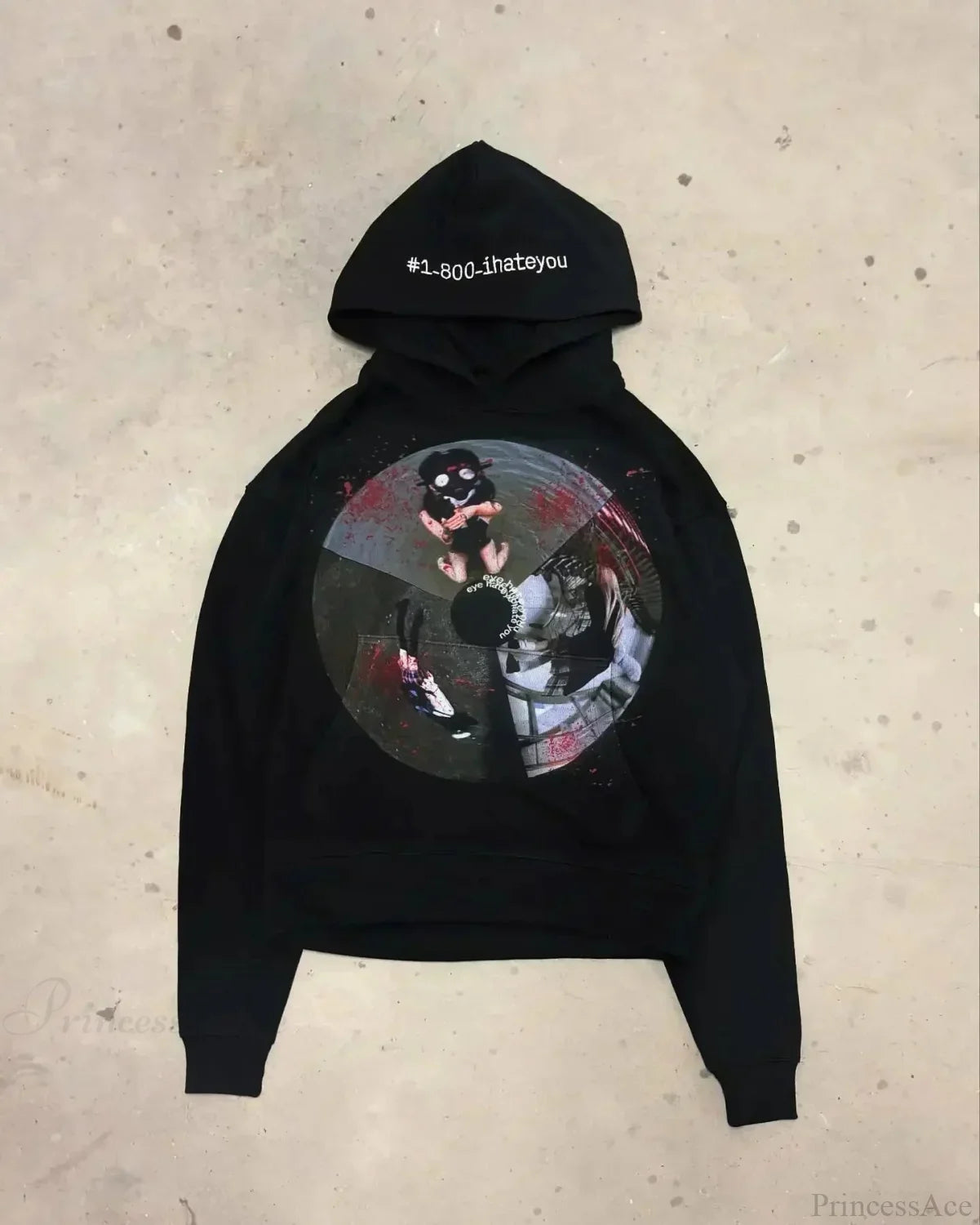 Dark Informal Print Oversized Hoodie Black4 / M