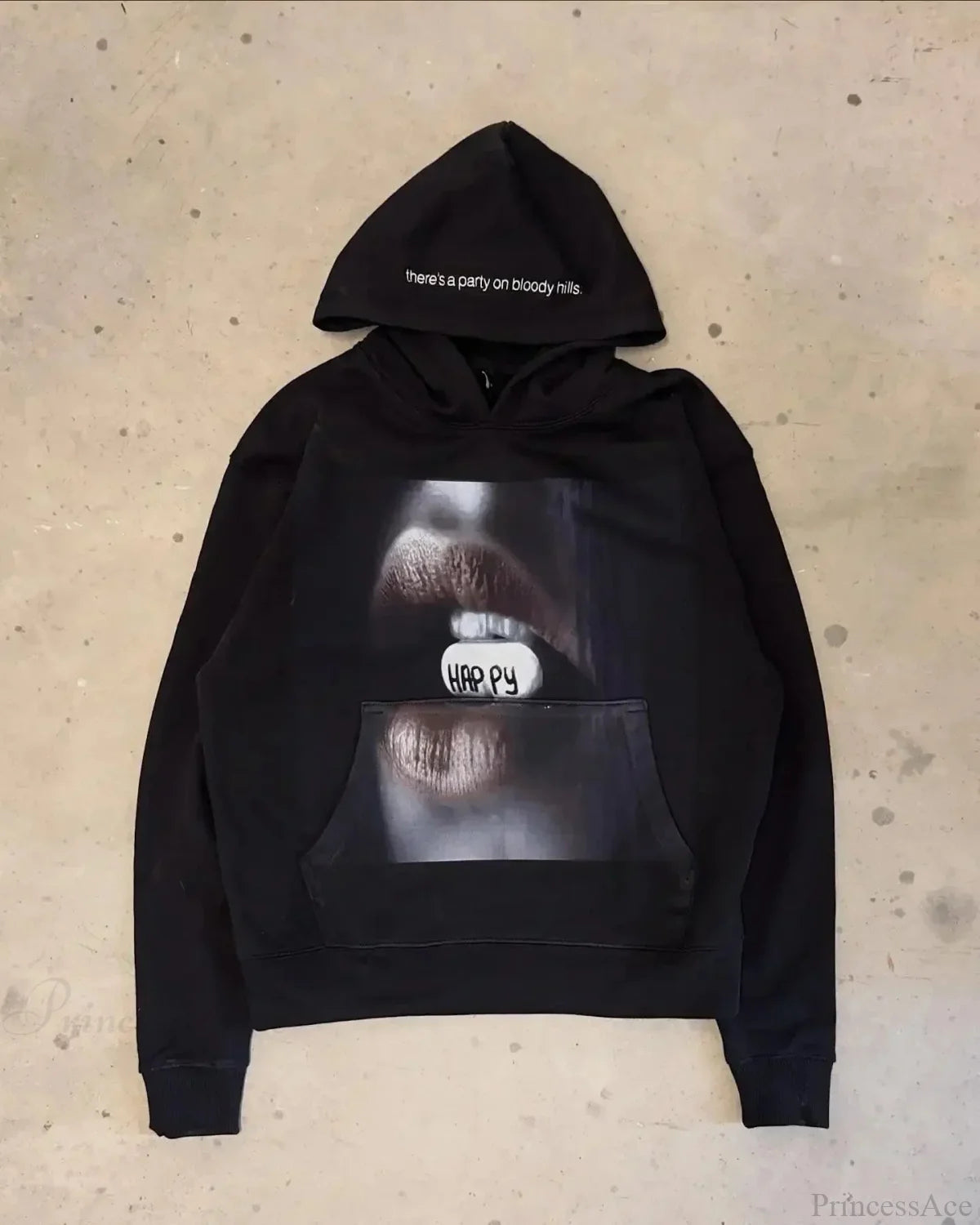 Dark Informal Print Oversized Hoodie Black7 / M