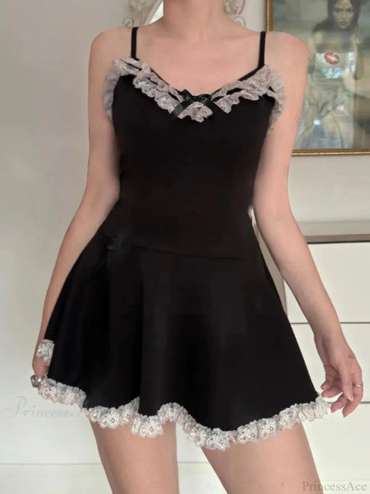 Dark Lace Ribbon Small Dress