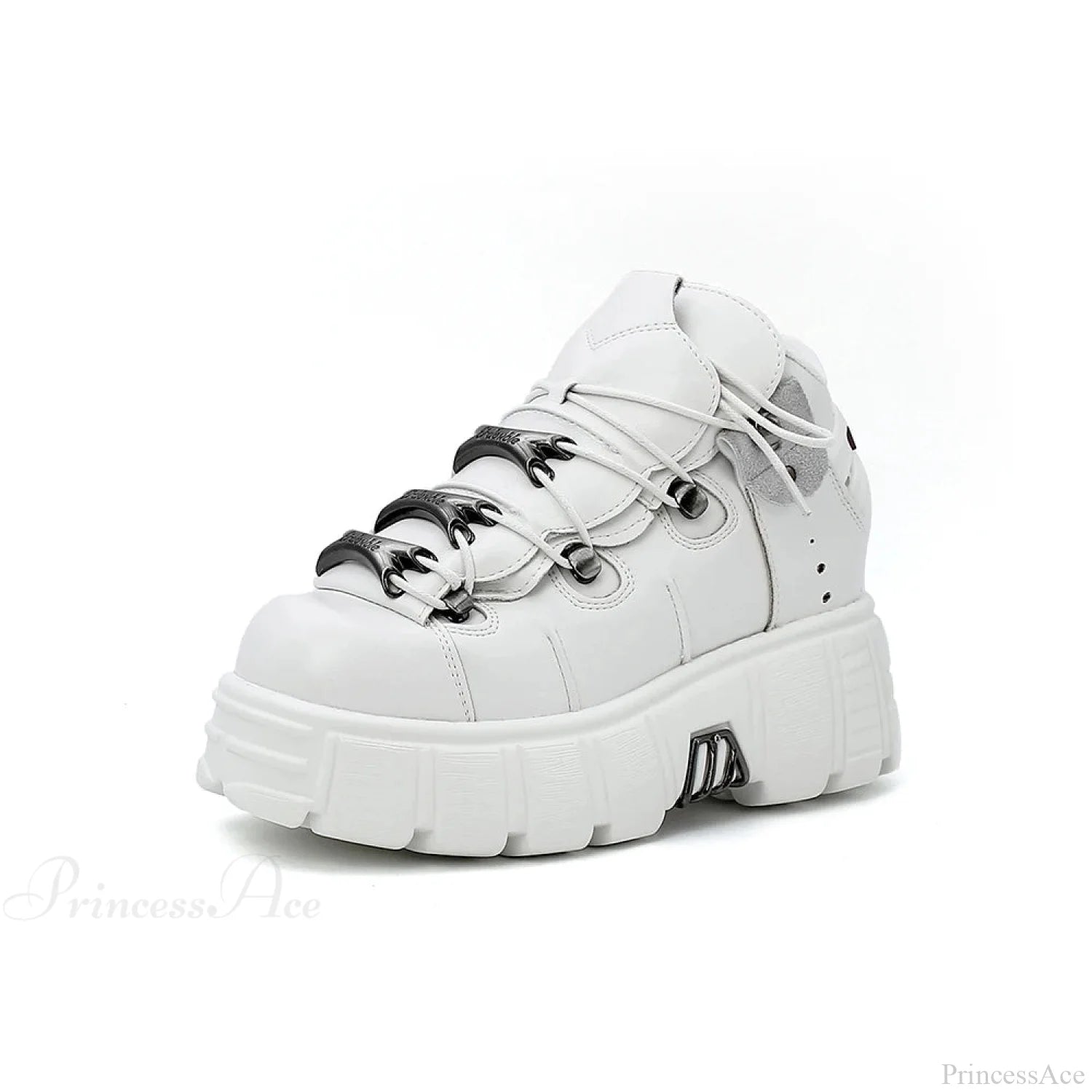 Dark Lace-Up Elevated Ankle Sneaker White / 36