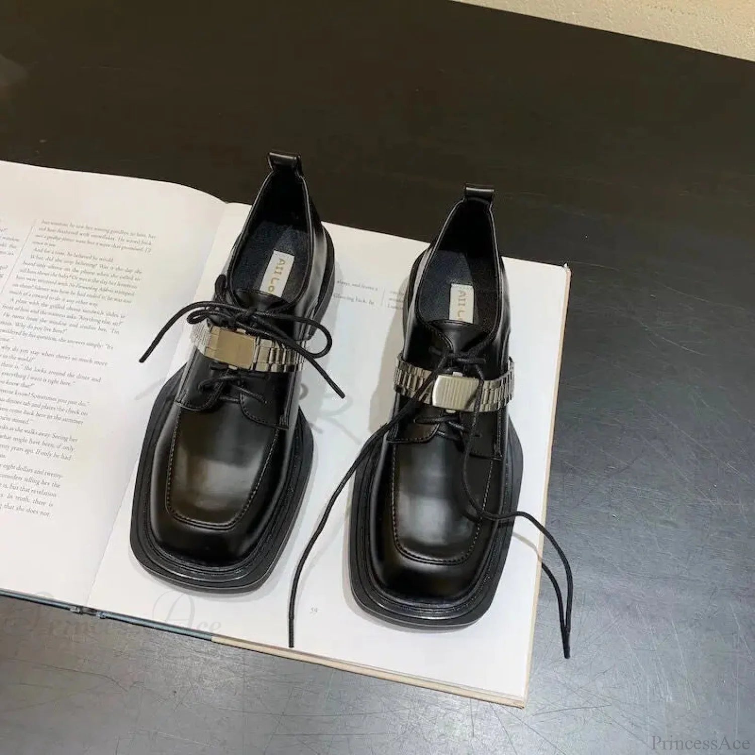 Dark Leather Chunky Sole Sneaker