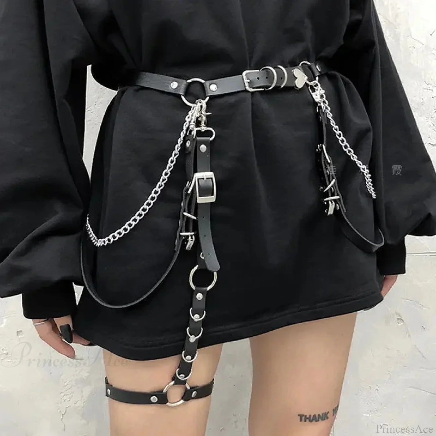 Dark Leather Hip Hop Rebel Belt black1 / USA