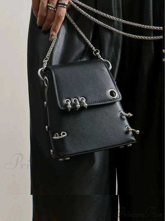 Dark Metal Gothic Harajuku Shoulder Mobie Bag Black Halloween