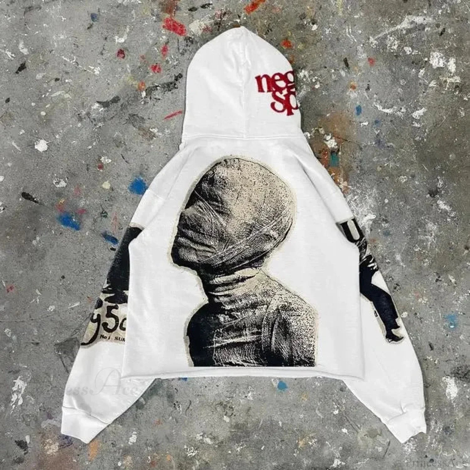 Dark Mummy Visual Pullover Hoodie white / S