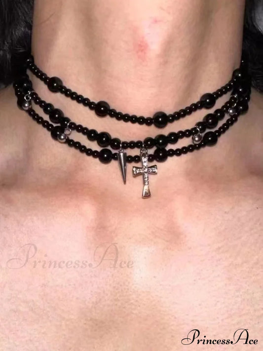 Dark Original Heavy Cross Gothic Necklace Black Halloween