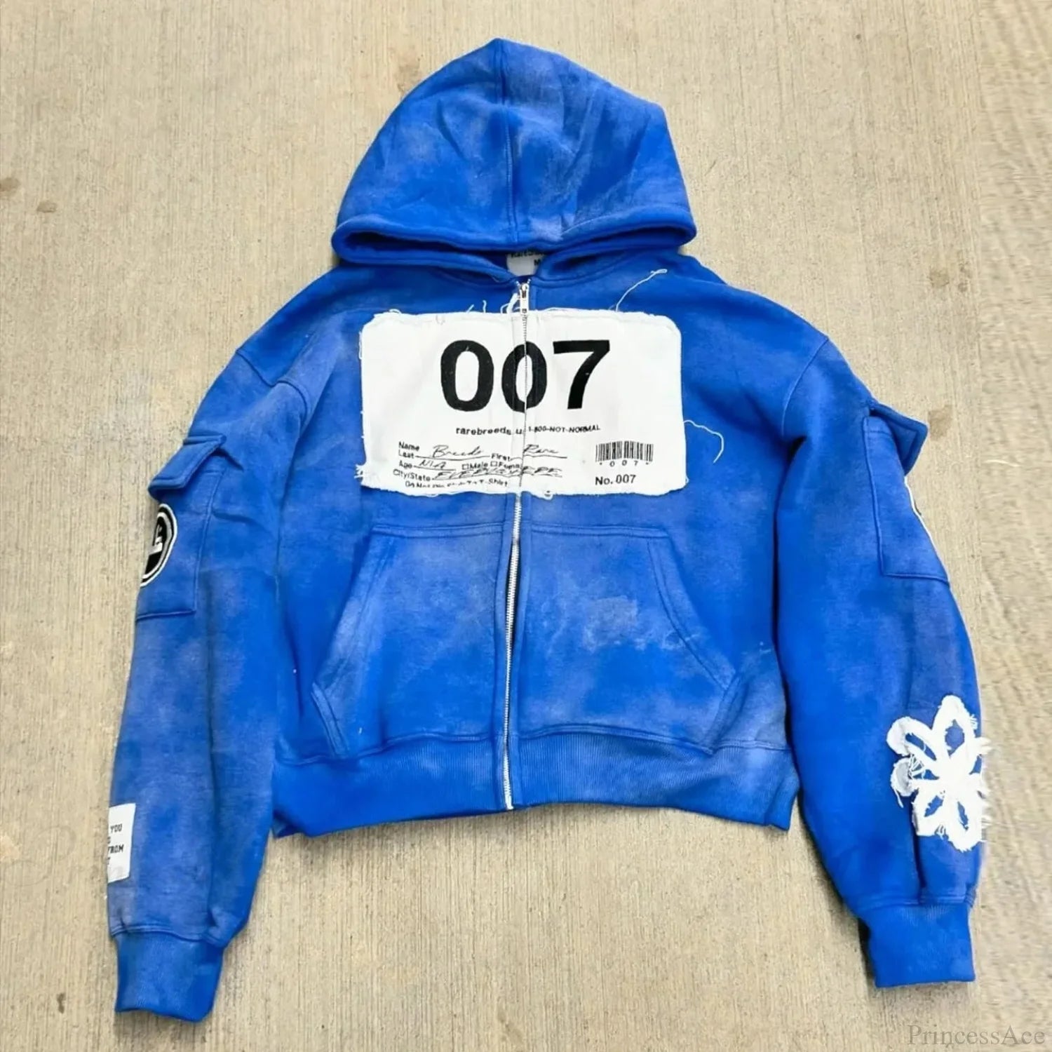 Dark Oversized Design Zip Hoodie blue / M