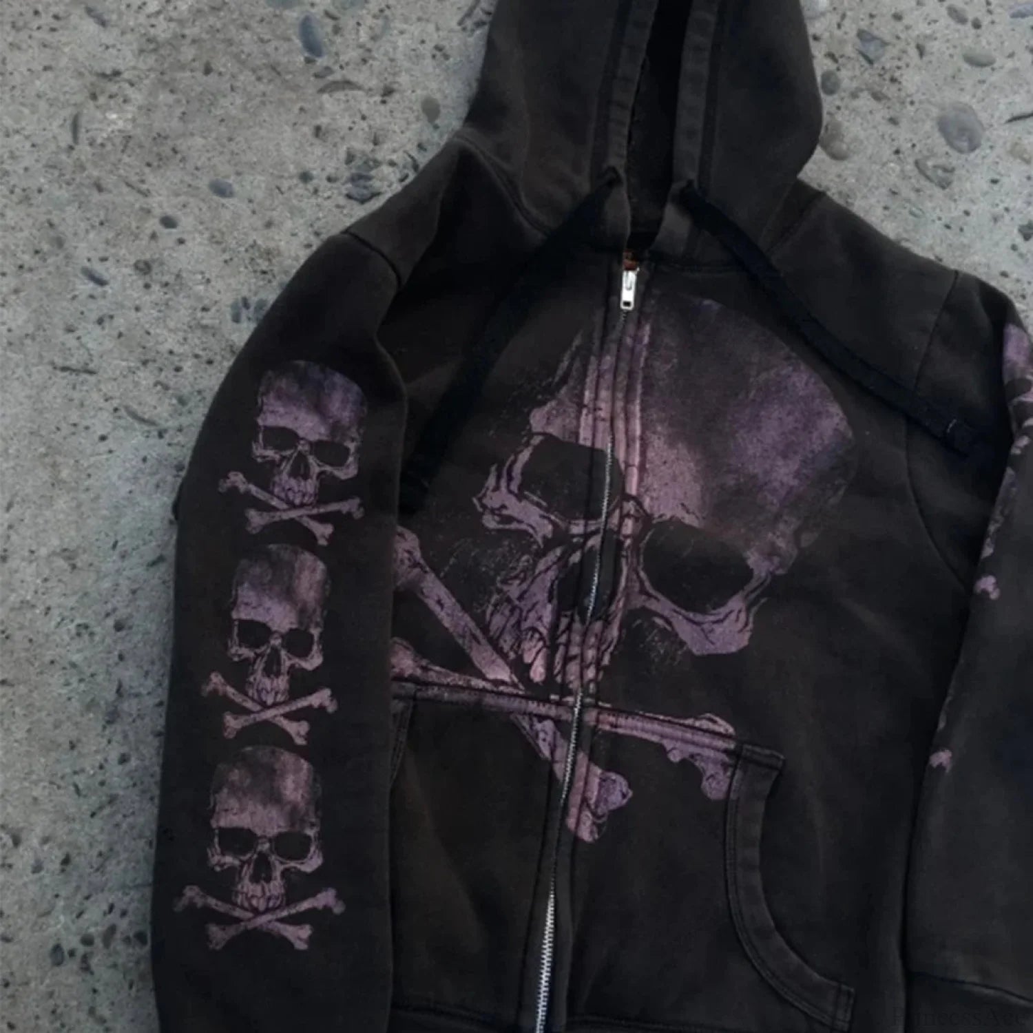 Dark Rebel Design Zip Hoodie Black / M