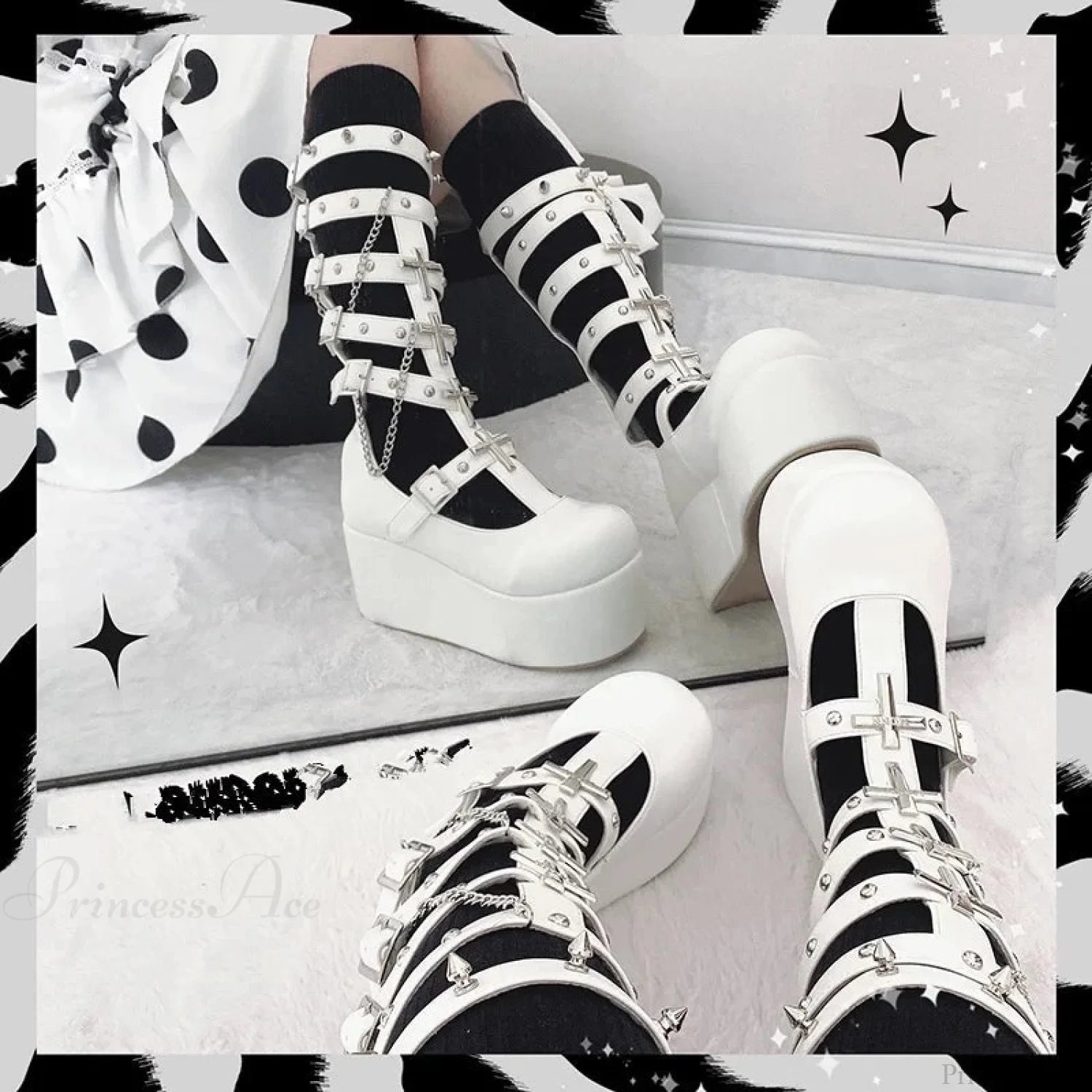 Dark Rebel Metal Chain Platform Chunky Boot