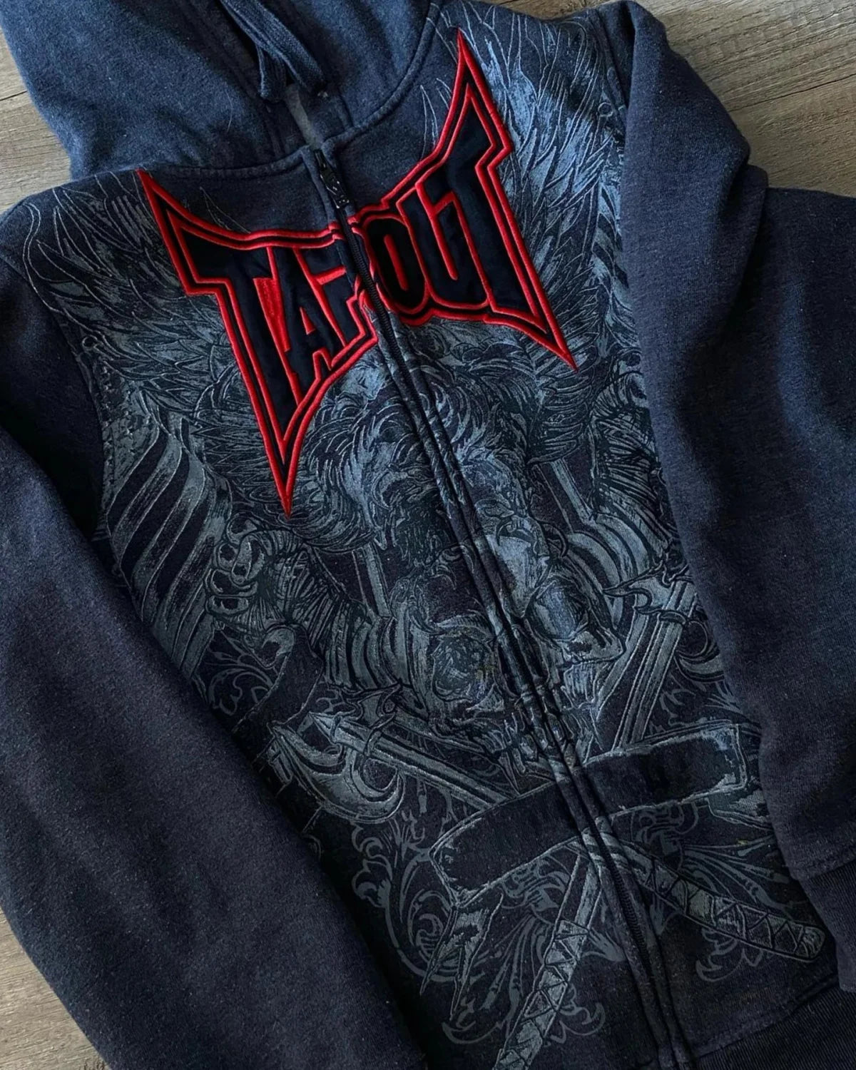 Dark Rock Letter Embroidery Hoodie black2 / S