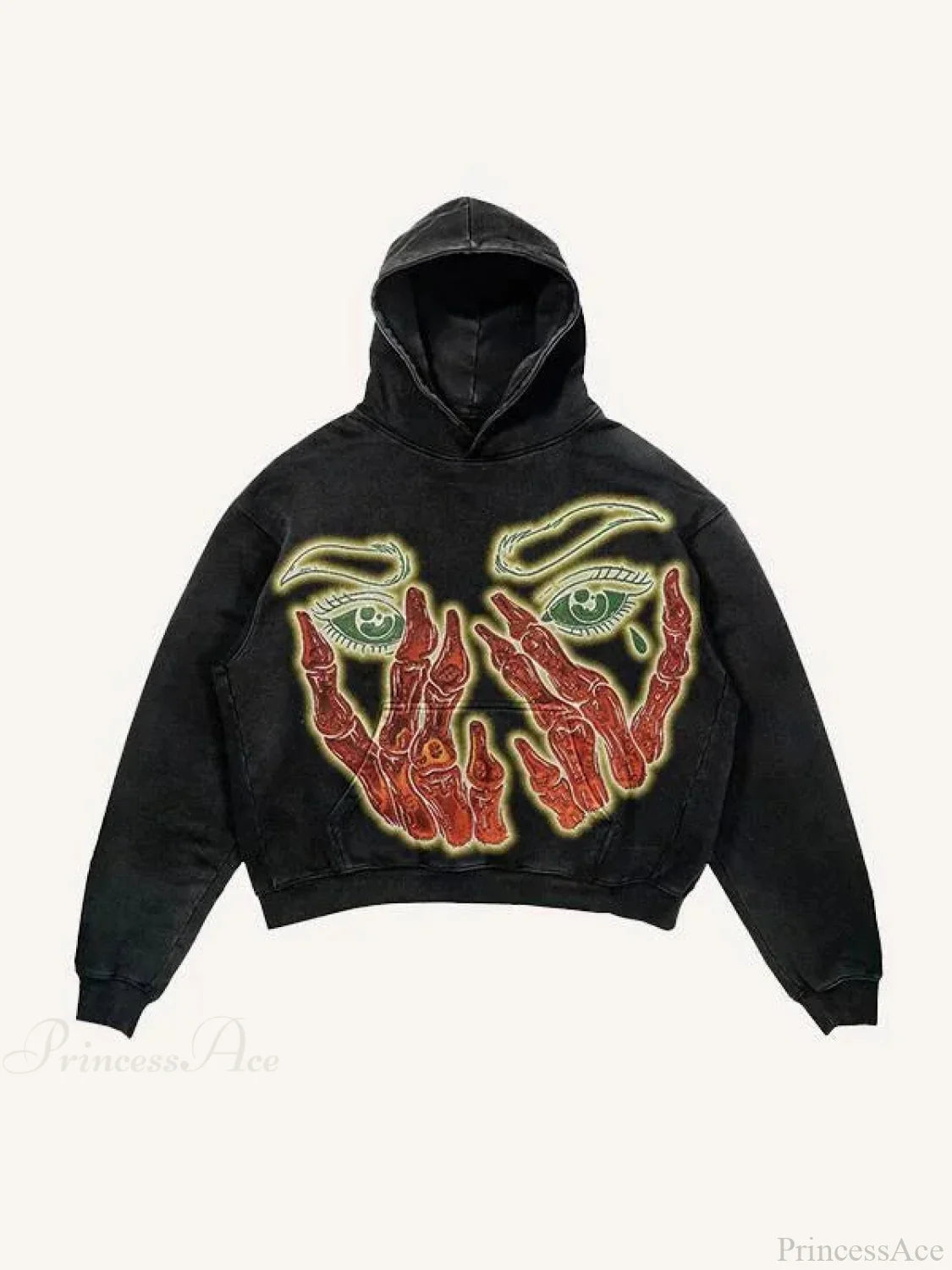 Dark Skull Print Oversized Hoodie black3 / M