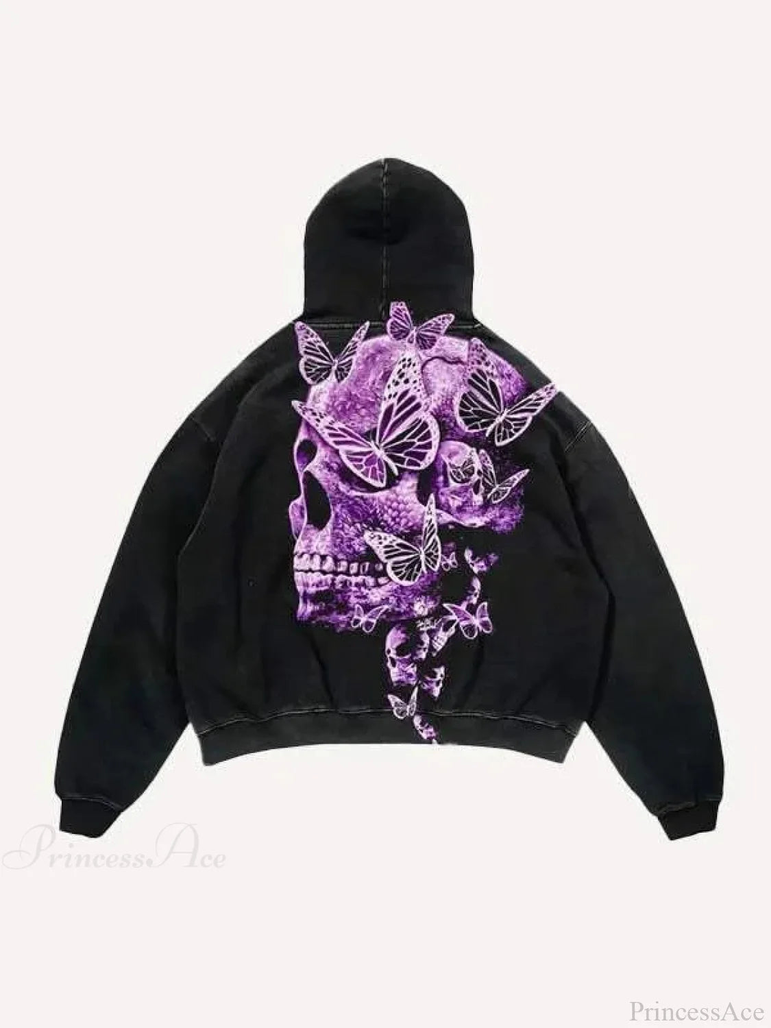 Dark Skull Print Oversized Hoodie black4 / M
