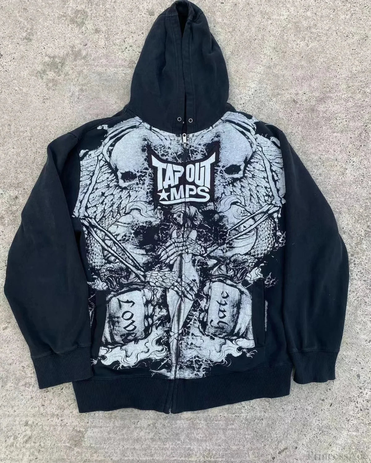 Dark Skull Print Rebel Hoodie black / S