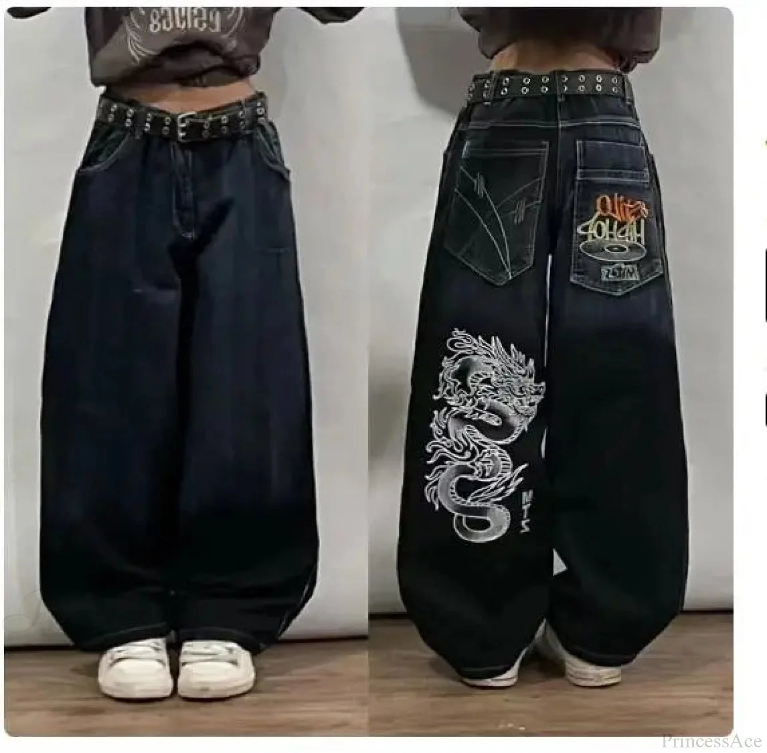 Dark Skull Print Tall Waist Pant Brown / S