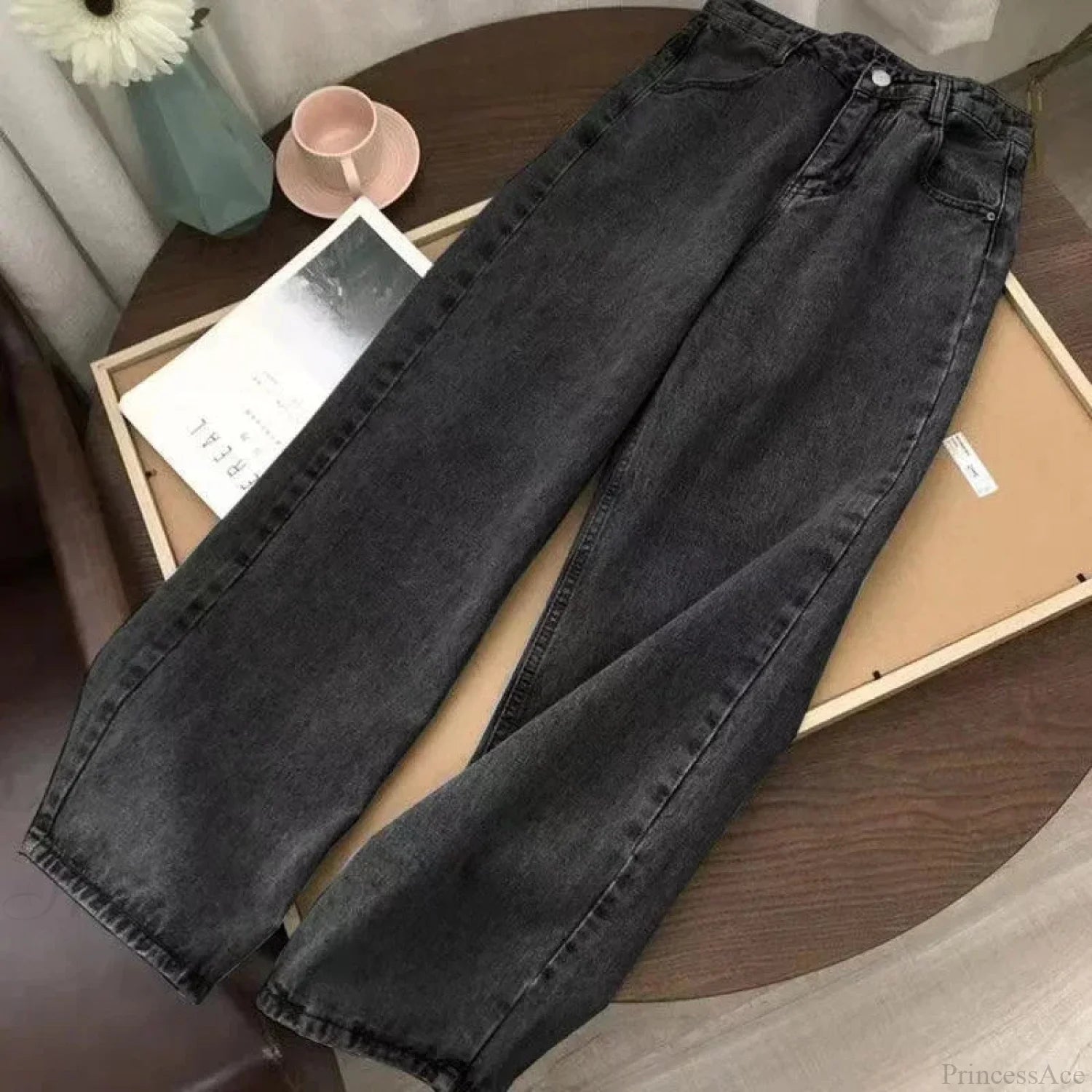 Dark Skull Print Tall Waist Pant Dark Grey / S