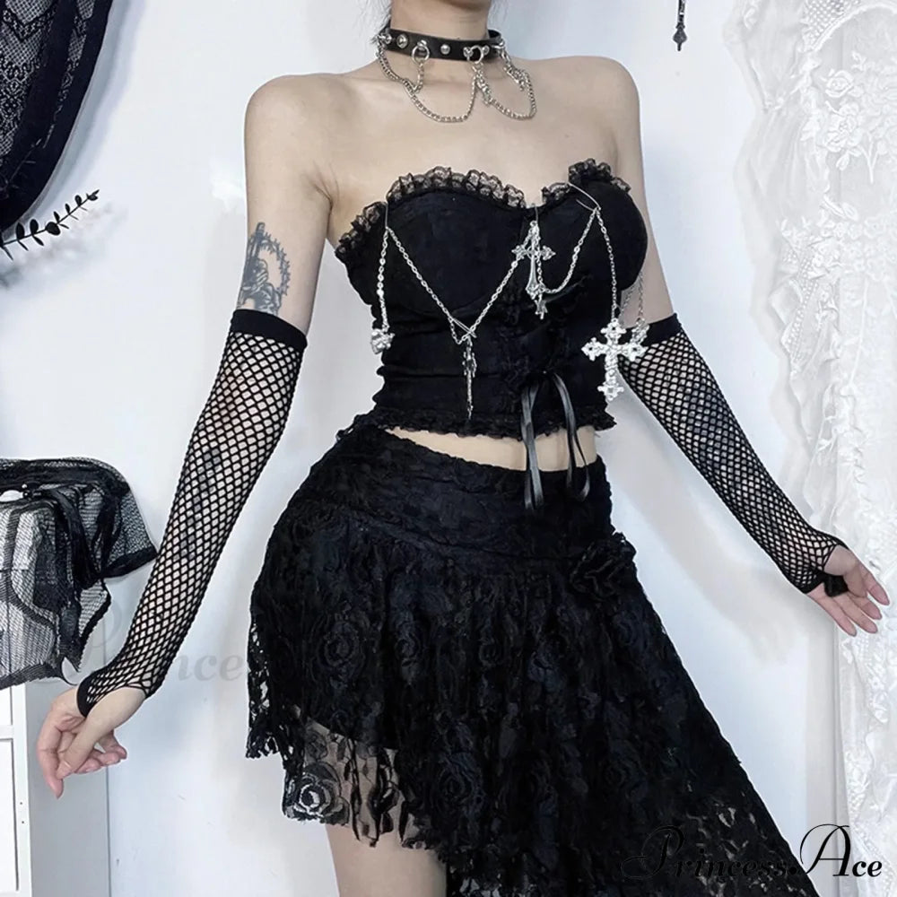 Dark Style Gothic Chain Tube Top Sexy Wrapped Chest Crop Halloween