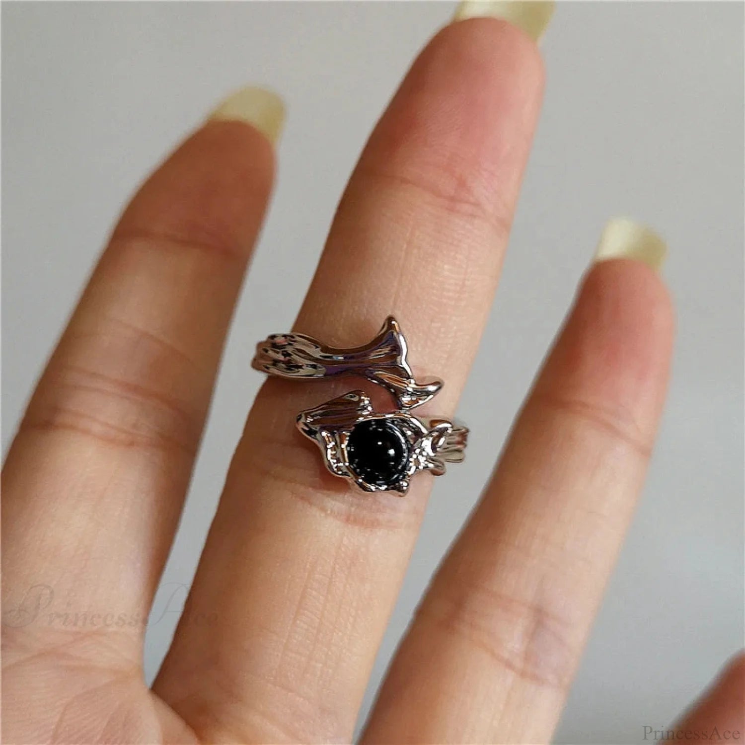 Dark Thorny Rose Pair Ring black4