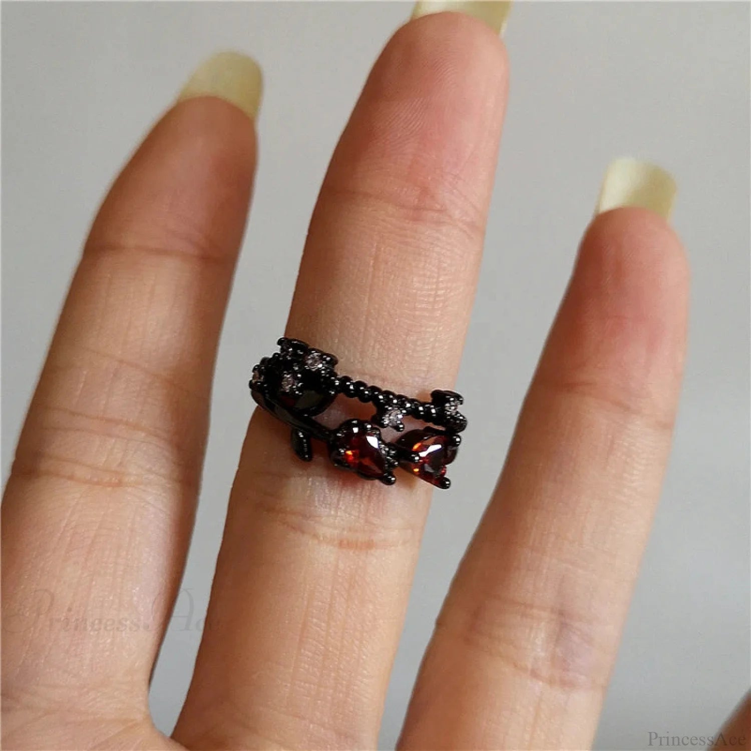 Dark Thorny Rose Pair Ring black7