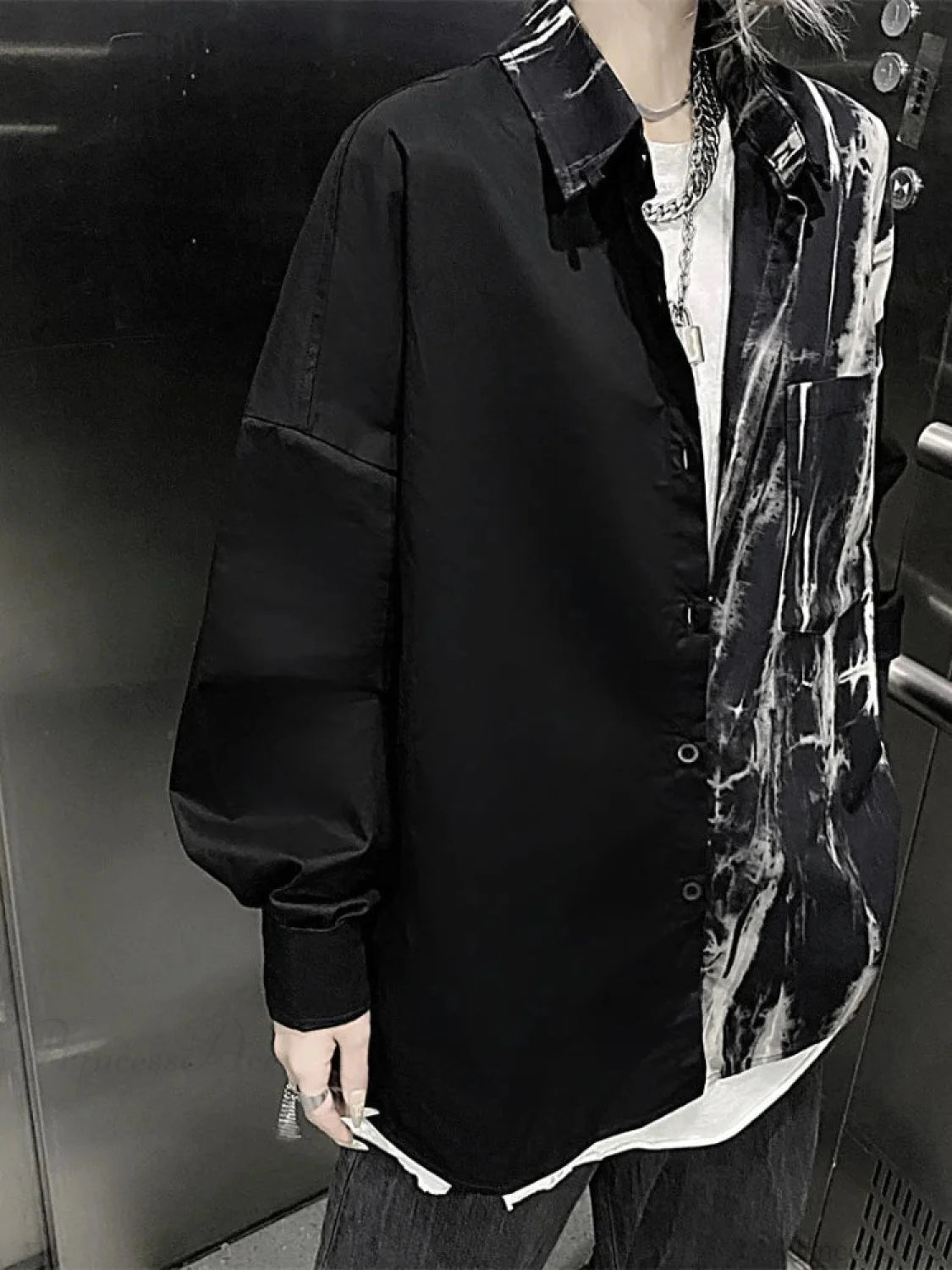 Dark Tie-dye Baggy Blouse