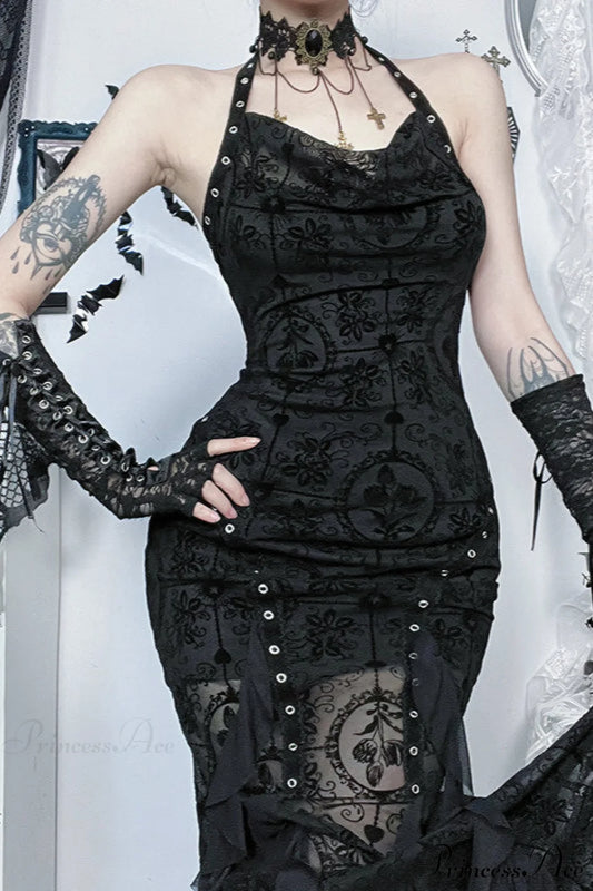Dark Velvet Drape Gothic Dress