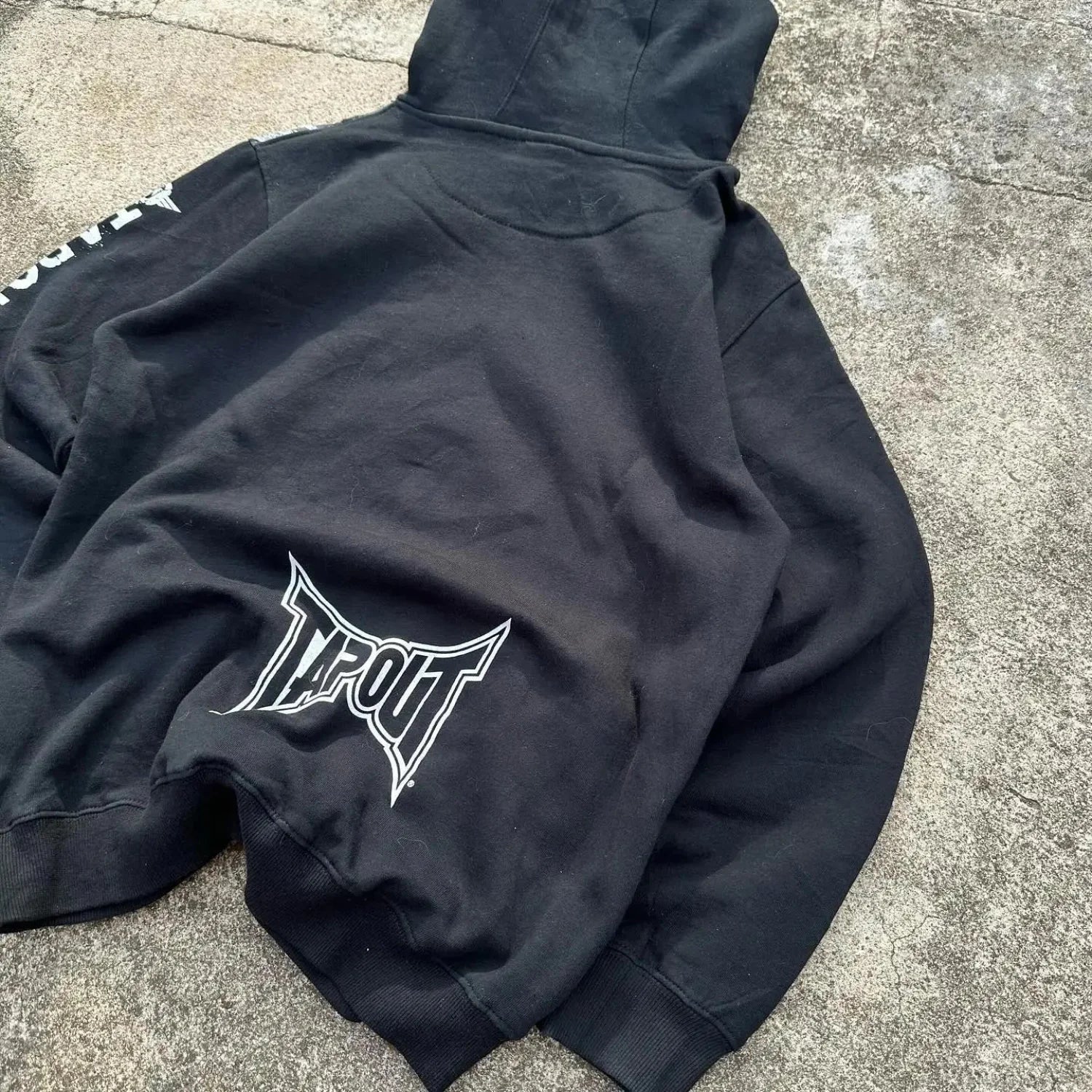 Dark Vintage Letter Print Zip Hoodie