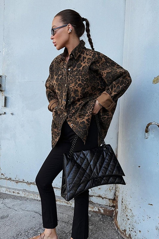 Autumn Vintage Leopard Print Casual Blouse