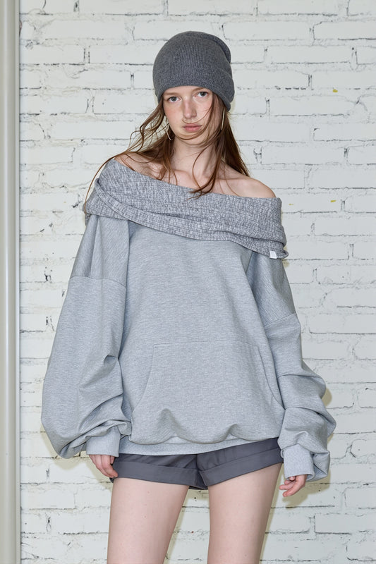Convertible Off Shoulder Pullover Sweatshirt