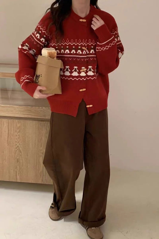 Retro Jacquard Cardigan