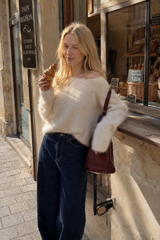 Soft Cozy Off-the-Shoulder Solid Sweater