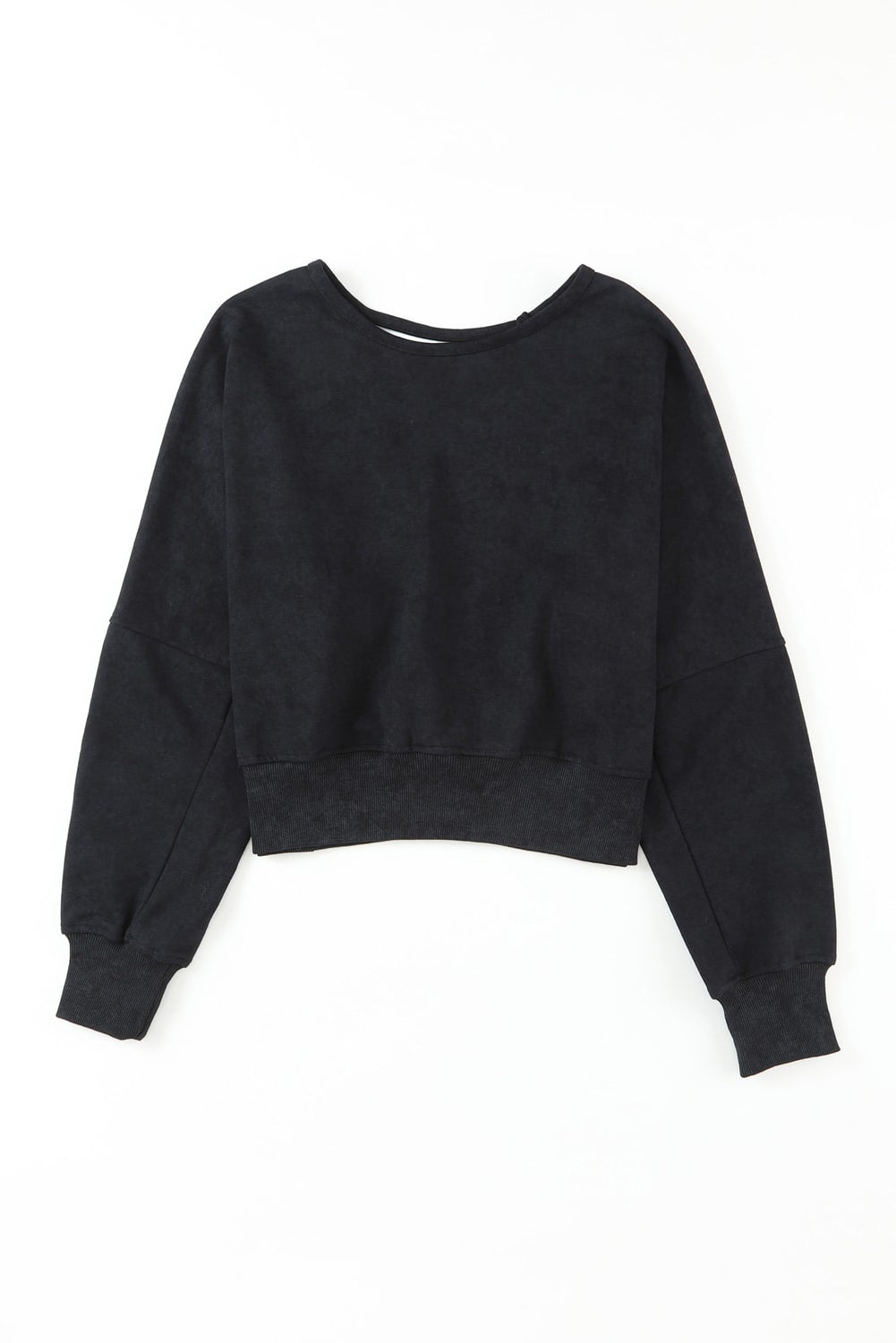 Acid Back Wash Open V-shape in Sweatshirt Black