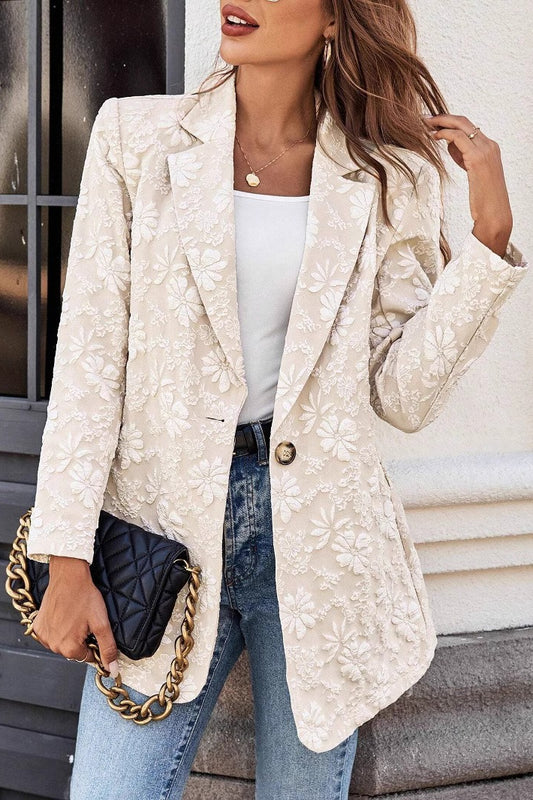 Jacquard Single Button Chic Blazer