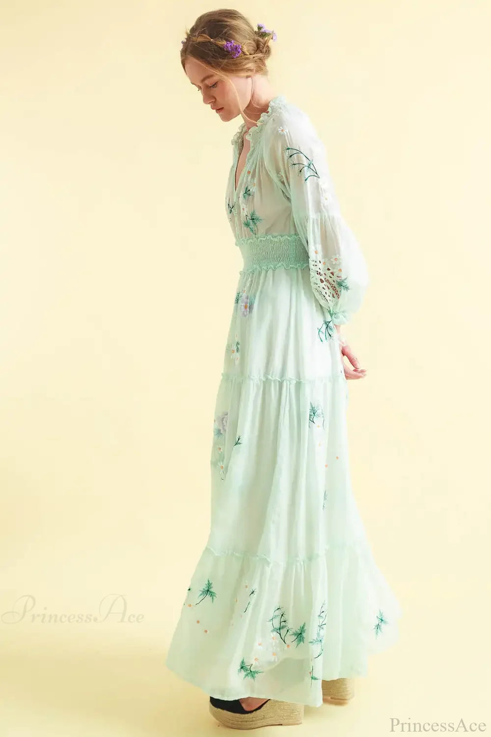 Deep V Long Sleeve Casual Dress bohodress-250126