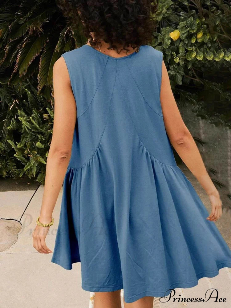 Deep V Wide Charming Strap Mini Tank Dress Dresses