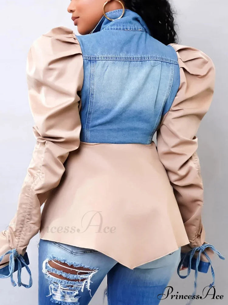 Denim Charming Patchwork Romper Shirts & Tops