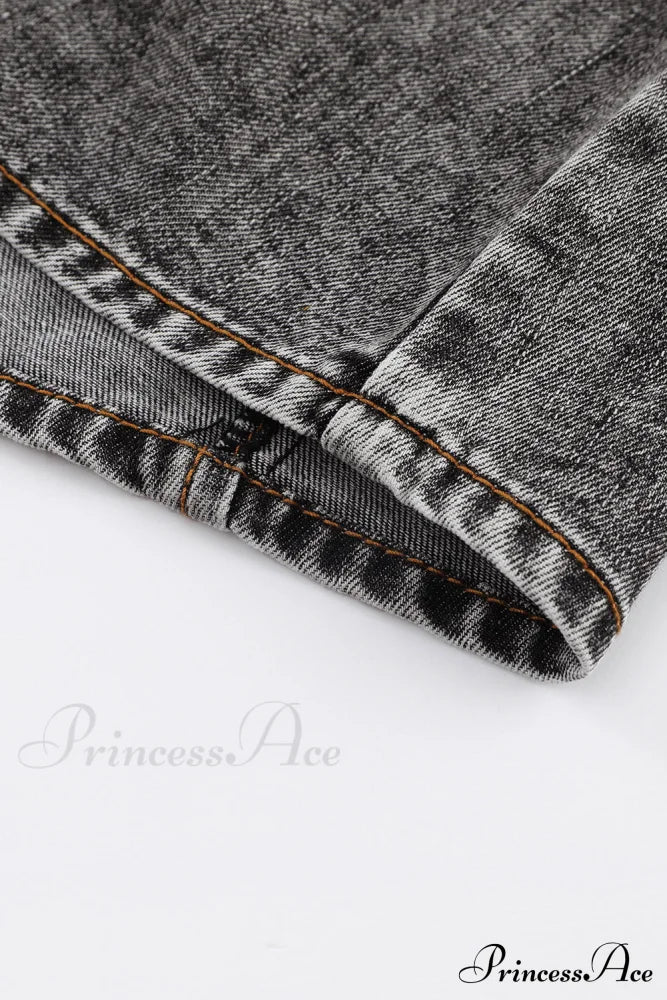 Denim - Jacket Puff Button-Up Arm Black Outerwear