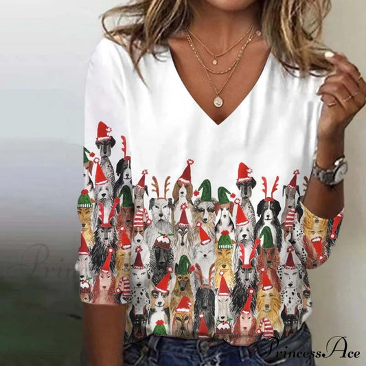 Design Animal Christmas T-Shirt Blouses