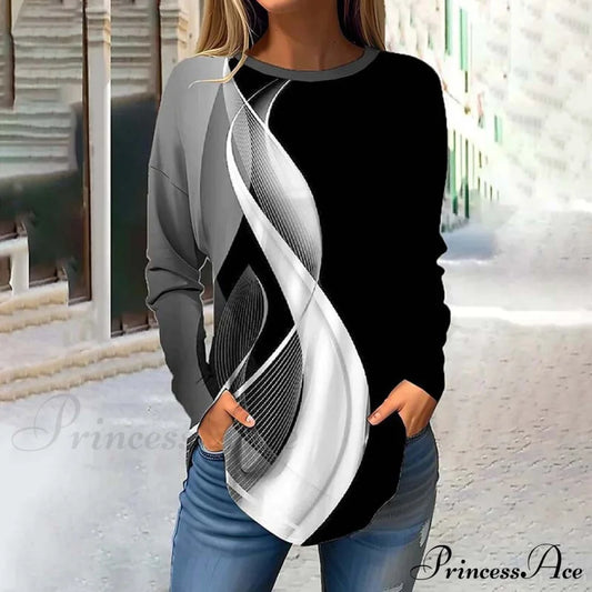 Design Casual Abstract T-Shirt Blouses