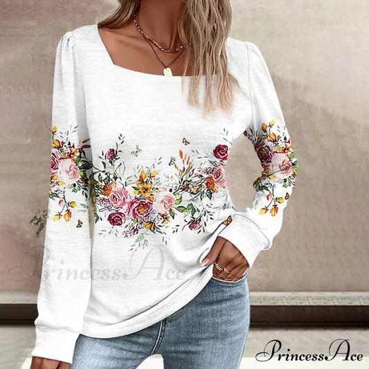 Design Flowered Blouse Blouses