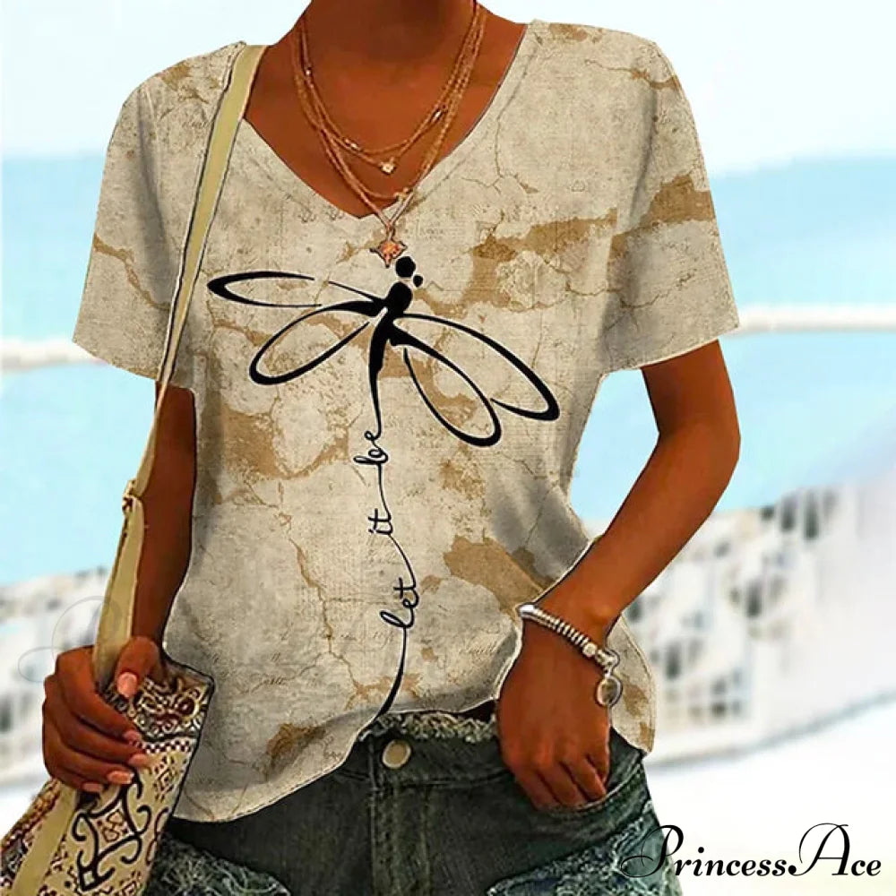 Design Vintage Dragonfly T-Shirt Blouses