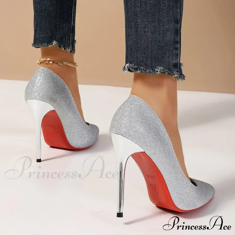 Designer Pointed Toe Red Bottom Sexy Party Pumps Women High Heels Plus Size Zapatos De Mujer Heel