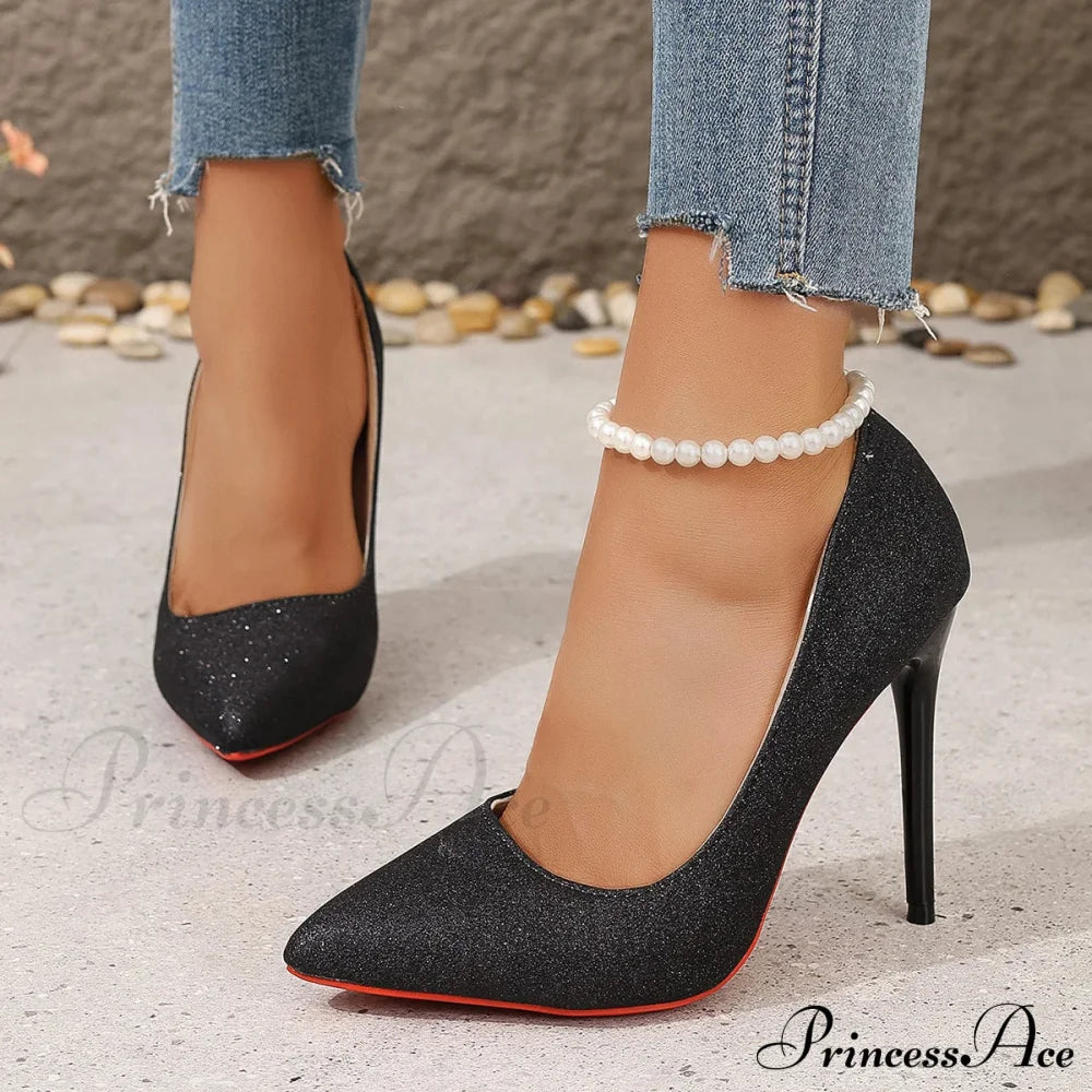 Designer Pointed Toe Red Bottom Sexy Party Pumps Women High Heels Plus Size Zapatos De Mujer Heel