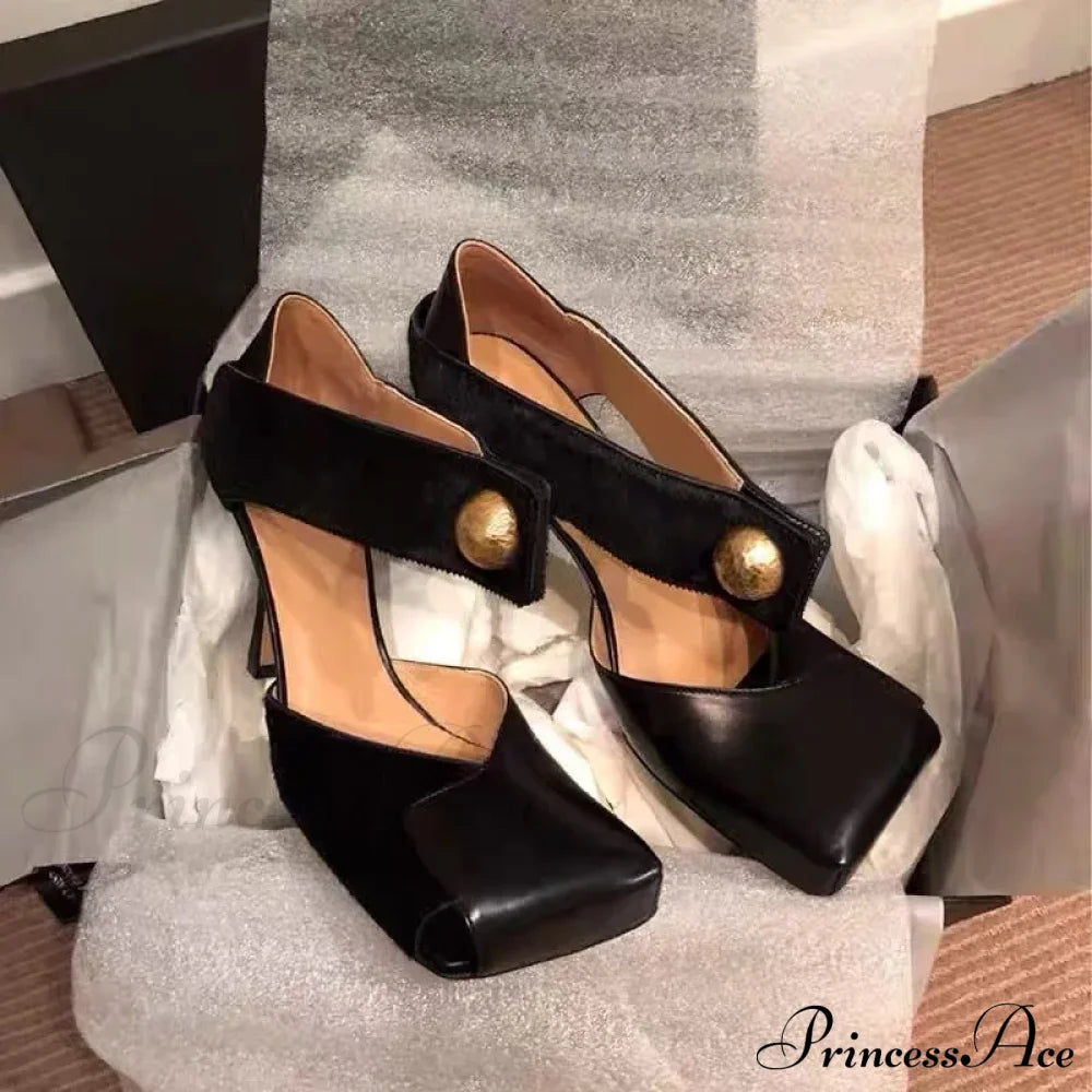 Designer Square Head Luxury Party Dress Thin Heels Gladiator Sexy Sandals Pumps Female High Heel