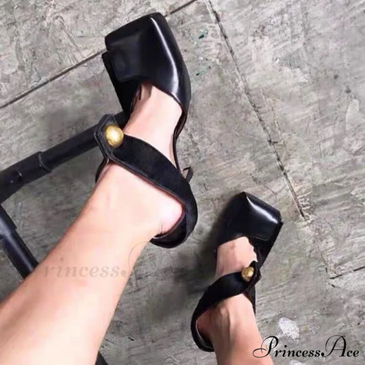 Designer Square Head Luxury Party Dress Thin Heels Gladiator Sexy Sandals Pumps Female High Heel