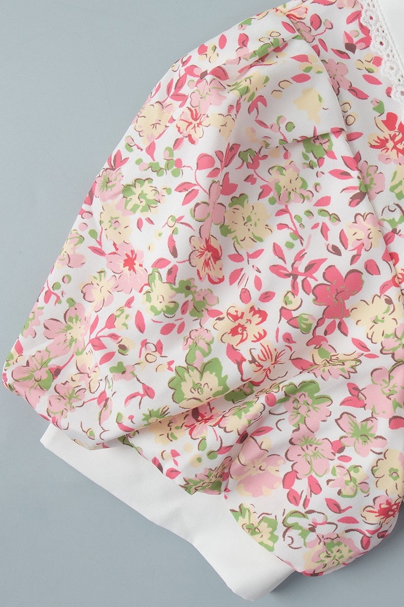 Peter Pan Collar Floral Puff Sleeve Button Mini Dress – PrincessAce
