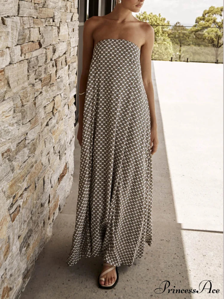 Diamond Print Stylish Bohemian Maxi Dress Dresses