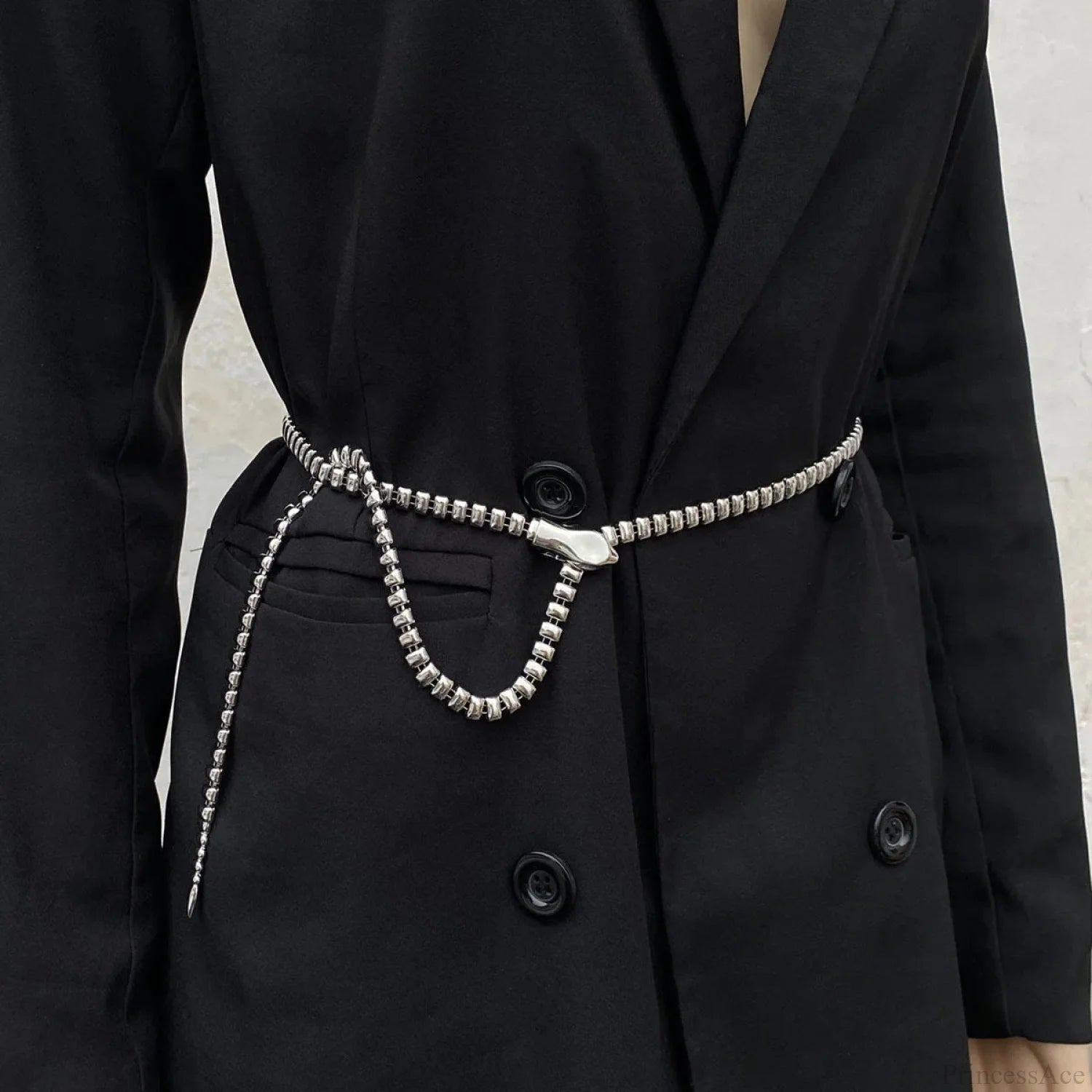 Distinct Gothic Serpent Head Metal Belt Silver